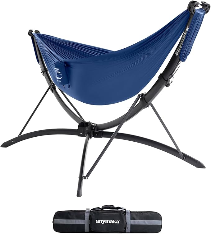 anymaka Set Up in 3 Seconds Adjustable Portable Aluminum Alloy Hammock Stand for Outside with Chair Mode & Lounge Mode up to 105''