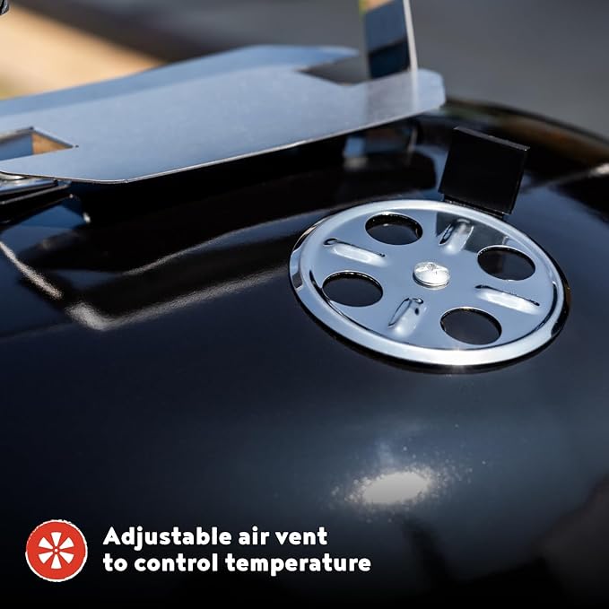 Megamaster 14.5" Portable Charcoal Barbecue Grill with Adjustable Air Vent, 141 SQ. In Cooking Area, Table Top Grill for Camping, Outdoor Cooking, Patios, and More - 810-23001