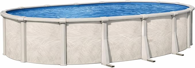 Lake Effect Pools 'Fallston' 18 ft x 33 ft Oval Above Ground Swimming Pool | 52 Inch Steel Side Walls | Kit Includes: 25 Gauge Overlap Liner & Widemouth Skimmer