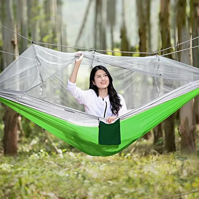 Outdoor Hammock Anti-Rollover Travel Camping Portable Hammock Hanging Chair Outdoor Portable Camping Travel Equipment (Color : Green-a, Size : 260 * 140cm)