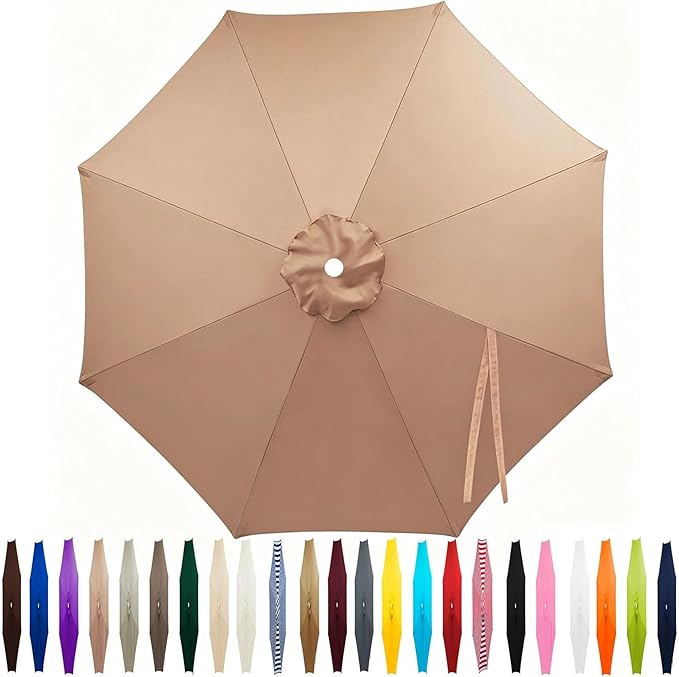 Outdoor Patio Umbrella Replacement Canopy 7.5ft/9ft/10ft/11ft 6/8 Ribs, Cantilever Offset Patio Umbrella Fabric Cover Resistant Waterproof Shade for Table Pool