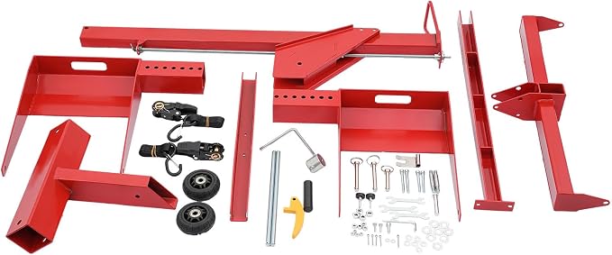 Adjustable Lawn Mower Lift Jack with 450 lbs Capacity, Telescopic Height 40.87-49.72in, Portable with Wheels, for Lawn Mowers Tractors & ATVs