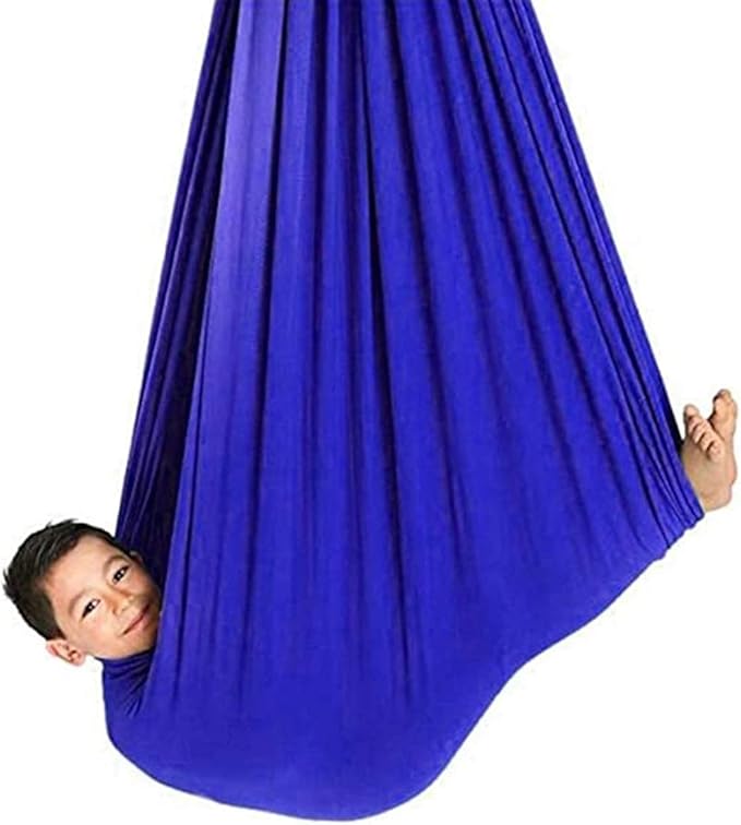 Indoor Kids Therapy Swing for Children Portable Cuddle Hammock Up to 440lbs for Autism ADHD ADD Sensory Integration Chairtoy (Color : Blue, Size : 100 x 280 cm)