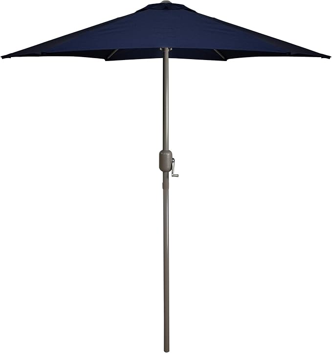 Northlight 7.5ft Outdoor Patio Market Umbrella with Hand Crank, Navy Blue