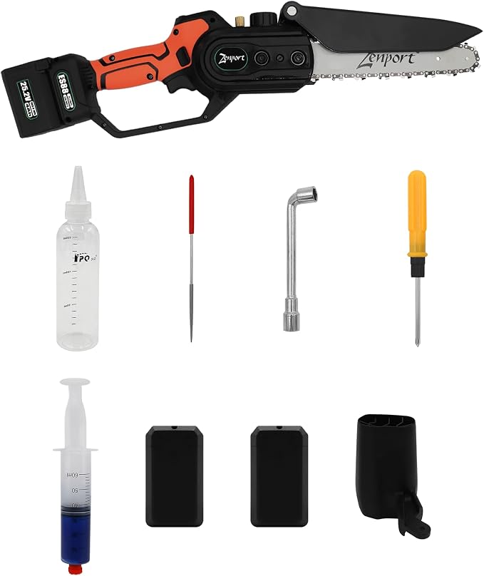 Zenport ES88 Cordless, Electric Chainsaw, 25-Volt Battery, 8-Inch Blade