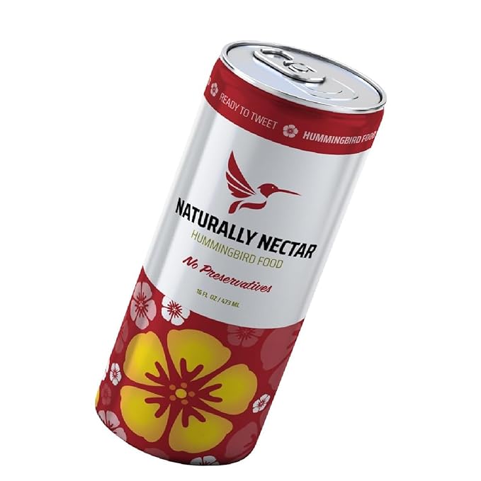 Pure Hummingbird Nectar - Ready-to-Use Natural Sugar Water in Convenient Cans - No Artificial Dyes - 16 fl oz (1 Pack)