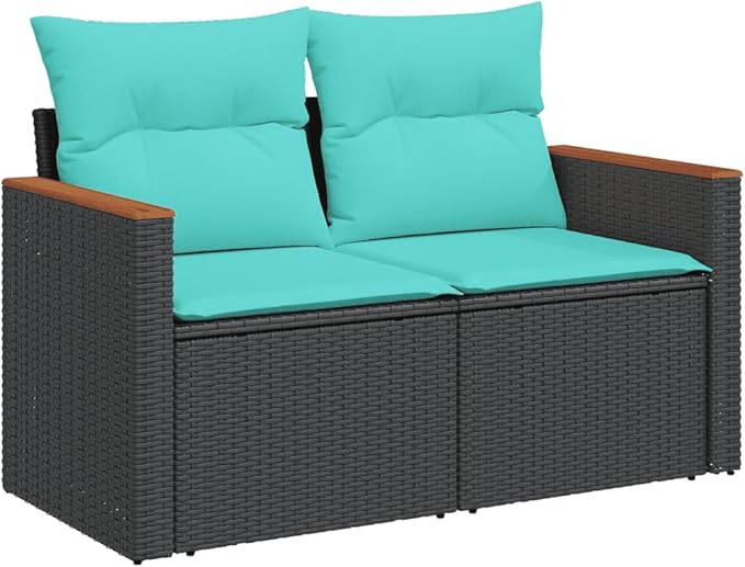 vidaXL Patio Sofa Set with Cushions 11 Piece, Outdoor Sectional Sofa Couch, Patio Conversation Set for Garden Backyard, Black Poly Rattan