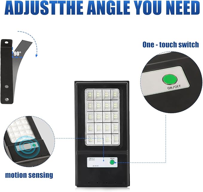 Solar Street Light Outdoor 2000LM, 6500K LED Floodlight with Motion Sensor, Dusk to Dawn Security Lighting, IP67 Waterproof Solar Powered Light for Yard, Garden, Driveway (1 Pack)