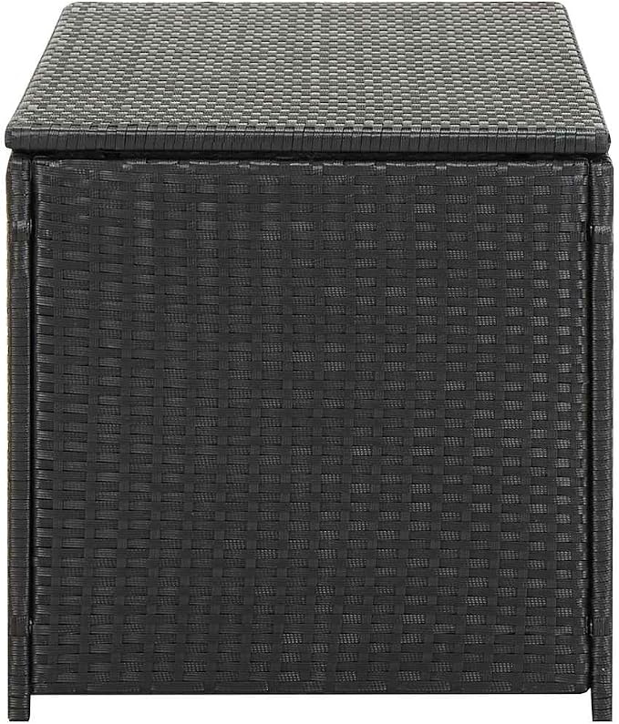 Black Poly Rattan Storage Box with PE Liner, 39.3x19.6x19.6 Inch Outdoor Storage Trunk for Patio Cushions and Gardening Supplies