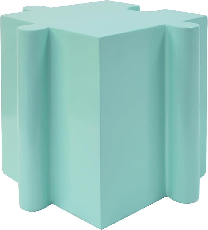 Christopher Knight Home Daton Interlocking Puzzle Outdoor Side Table, Lightweight Concrete Patio Coffee Table, Convex Edge MGO Modular End Table, Creative Set Up for Indoor&Outdoor Use, Mint Green