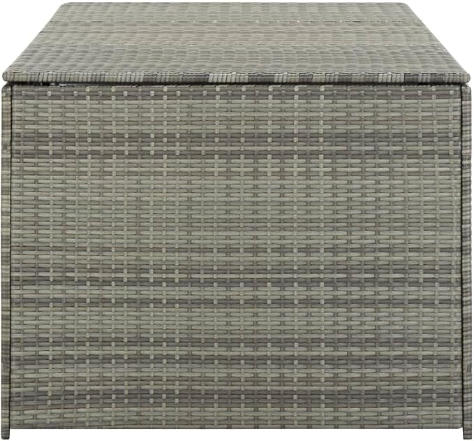 Outdoor Storage Box, Patio Rattan Deck Box, Wicker Storage Bin Deck Box, Poly Rattan Patio Storage Chest with Hinged Lid for Cushions, Pillows, 70.9"x35.4"x27.6" Gray