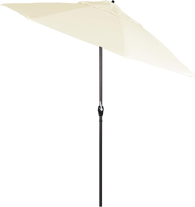 California Umbrella 7.5' Round Sunbrella Aluminum Outdoor Deck, Pool or Patio Umbrella, Crank Lift, Auto Tilt, Bronze Pole, Canvas