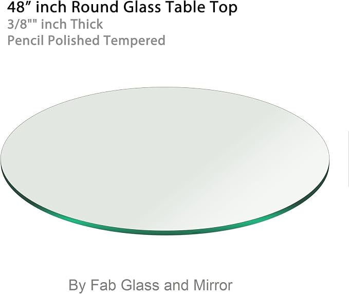 48" Inch Round Glass Table Top 3/8" Thick Pencil Polish Edge Tempered by Fab Glass and Mirror