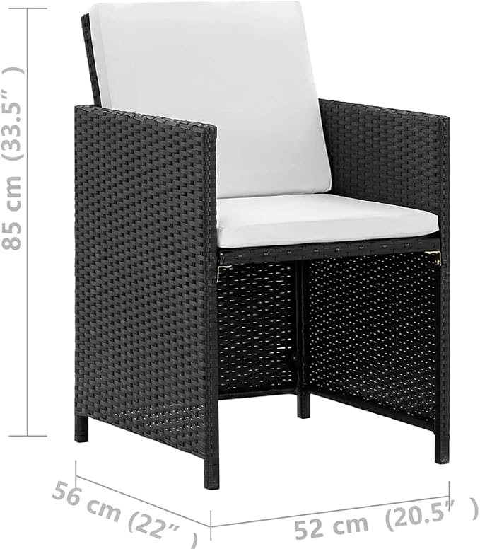 13 Piece Poly Rattan Patio Dining Set with Cushions, 1 Table 8 Chairs 4 Stools, Black Powder-Coated Steel Frame, Glass Top, Water-Repellent Cushions for Outdoor Garden