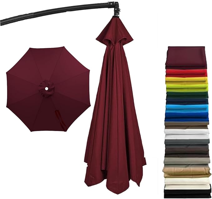 11ft Umbrella Replacement Canopy, Patio 8 Ribs Sun Umberlla Cover UV 50+ Protection Waterproof Cantilever for Garden, Backyard, Pool