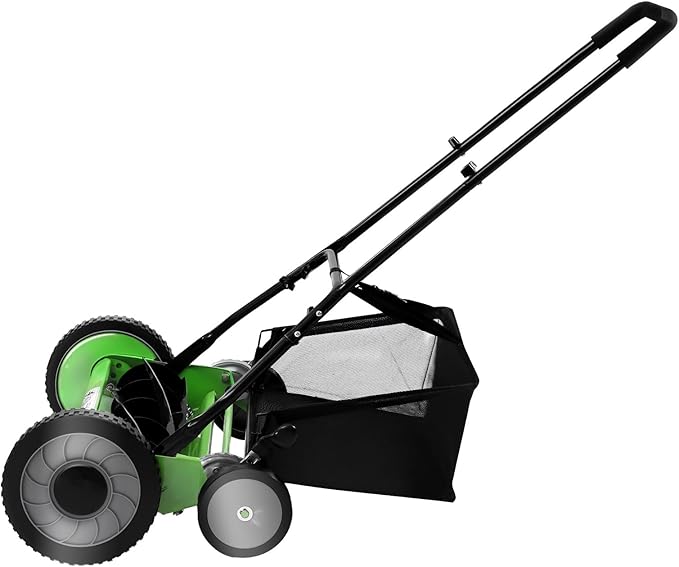 Lawn Sweeper Push, Push Lawn Sweeper Leaf Collector Lawn Mower Manual Push Reel Lawn Mower Adjustable Height with Collecting Bag for Lawn, Sidewalk, Driveway (20in)