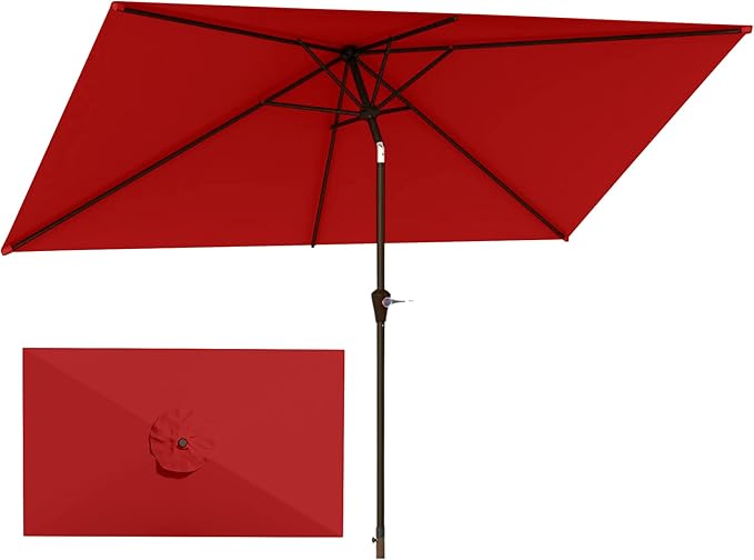 6.5'x10' Rectangular Patio Outdoor Umbrella,Large Coverage with Push-Button Tilt & UV Protection,Sturdy Ribs for Deck,Lawn,Pool,Backyard