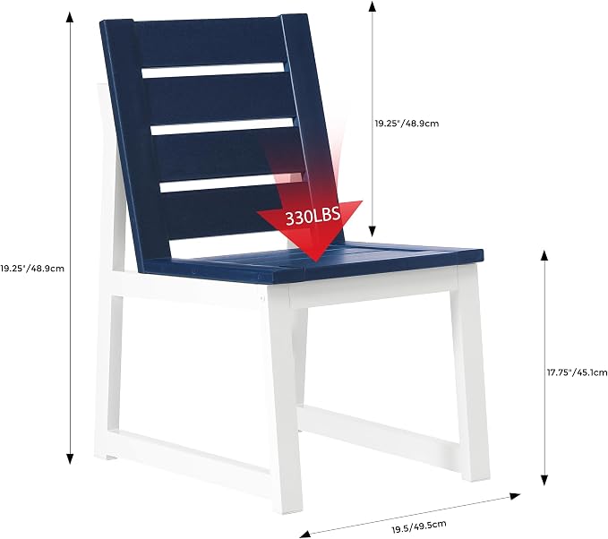 Costaelm Stinson Outdoor Patio HDPE Dining Side Chair, Navy Blue