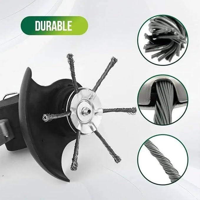 Steel Wire Grass Trimmer Head, 6 inch Universal Steel Wire Trimmer Head, Wire Trimming Head for weedeater, Tool-Free Installation (3 Blades)