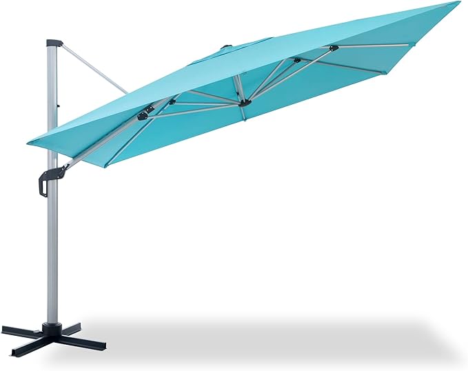LAUSAINT HOME Cantilever Patio Umbrella, 360° Rotating Offset Umbrella with Aluminum Frame, Large Square Sunshade for Backyard, Pool, Deck, Lawn (Square, Khaki)