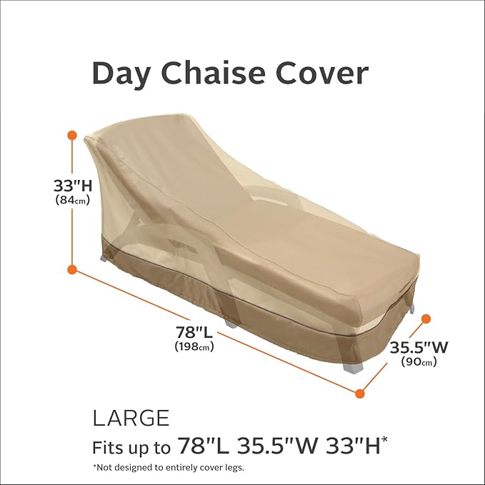 Classic Accessories Veranda Water-Resistant 78 Inch Patio Day Chaise Lounge Chair Cover, Patio Furniture Covers