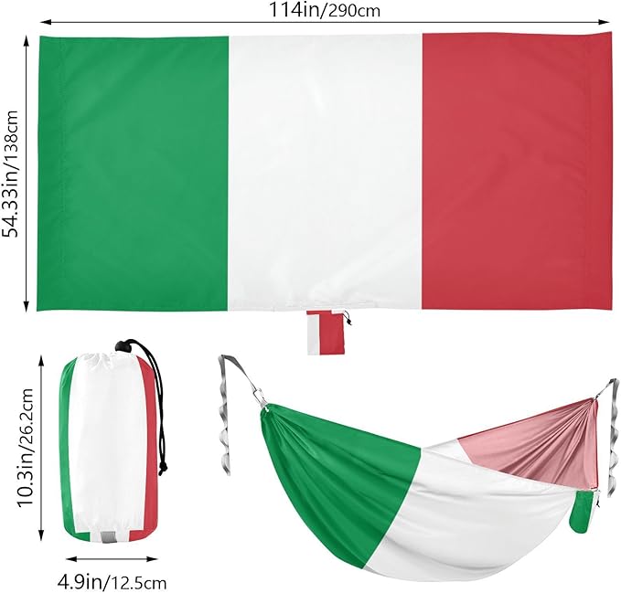 National Flag of Italy Hammocks with Portabl Carry Bag Backyard Hammock for Indoor Outdoor Patio