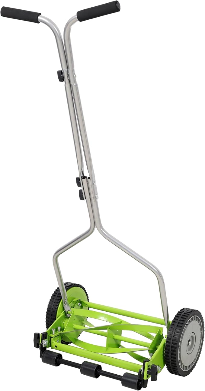 14in Push Lawn Mower, Push Reel Lawn Mower, Green Color