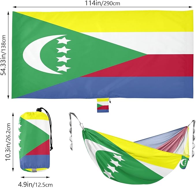 National Flag of The Comoros Hammocks with Portabl Carry Bag Backyard Hammock for Indoor Outdoor Patio