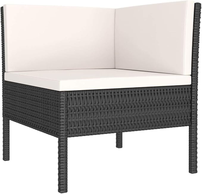 Patio Lounge Set with Cushions,Outdoor Patio Furniture,Outdoor Chat Conversation Set,Garden Furniture Sets,for Patio,Backyard,Garden,Outdoor,6 Piece Poly Rattan Black