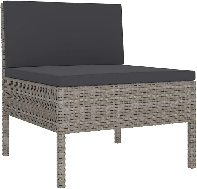 3 Piece Patio Lounge Set with Cushions Poly Rattan Gray, Outdoor Dining Chairs, Outdoor Lounge Chairs, Outdoor Sofa Set, Furniture Conversation Set for Balcony, Yard