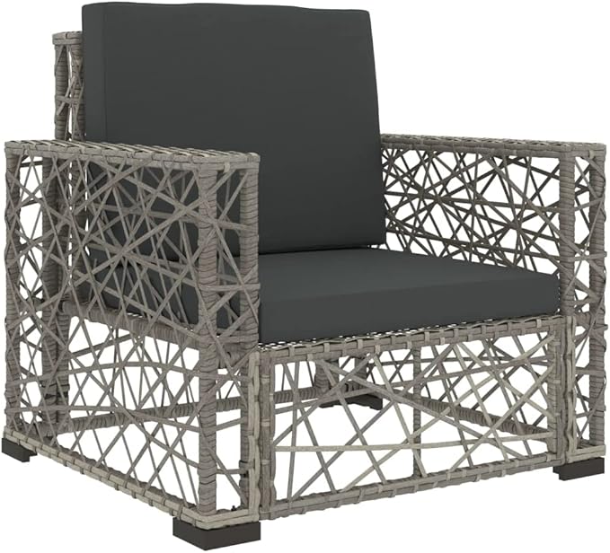Patio Lounge Set with Cushions,Outdoor Furniture,Outdoor Furniture Sets,Patio Conversation Sets,for Garden,Deck,Backyard,6 Piece Poly Rattan Gray