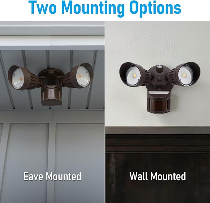 LEONLITE COB LED Security Light, Motion Sensor Outdoor Lights, Dusk to Dawn, 100-277V, ETL Listed, Adjustable Heads, Motion Detector Flood Light, Aluminum, IP65 Waterproof, 5000K Daylight, Bronze