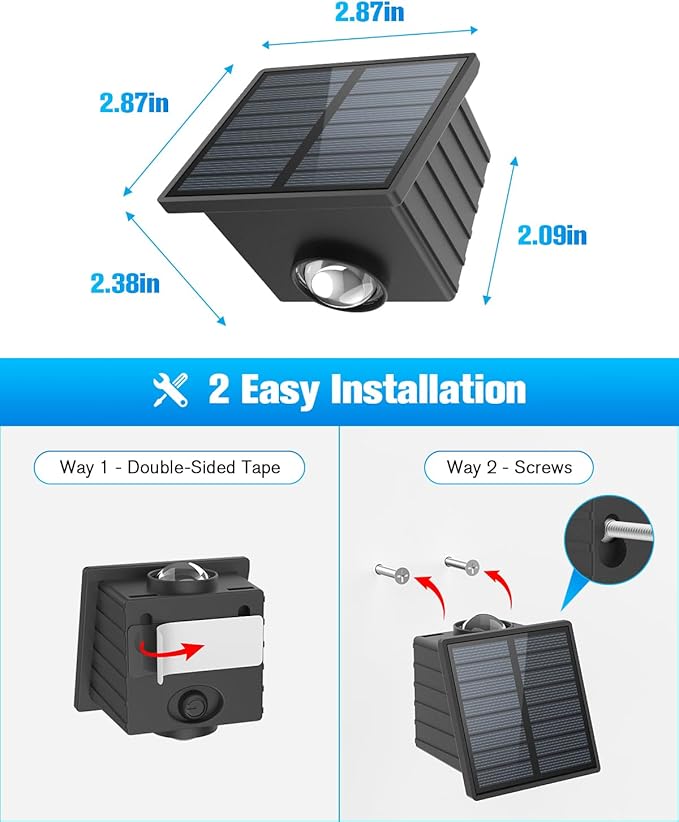 VOLISUN Solar Fence Lights 12 Pack, Color Glow LED Up and Down Wall Lamp, IP65 Waterproof Solar Lights Outdoor for Patio, Backyard, Railing, Deck, Fence and Wall（2 Lenses）