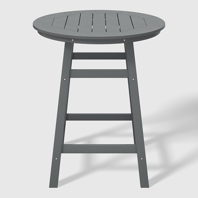 WestinTrends Outdoor 35" HDPE Round Patio Counter Height Bar Table, Gray