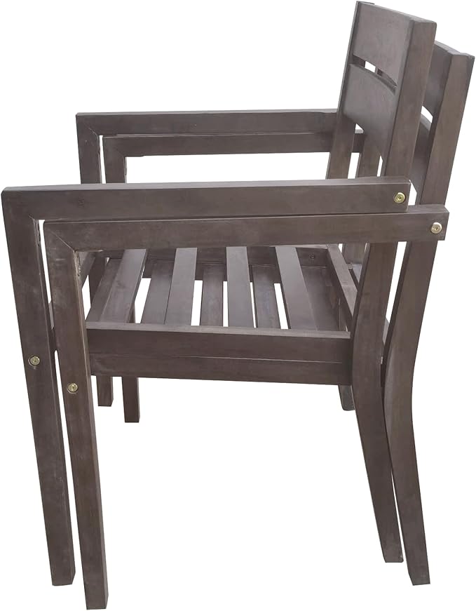 SOFTSEA 7 Pieces Wood Patio Dining Set, Acacia Wood Outdoor Dining Set for 6, Gray