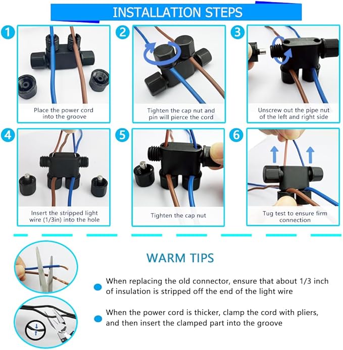 NETEHA 24 Pack Low Voltage 12-18 Gauge Wire Connectors for Landscape Lighting, Pathway Lights, Outdoor LED Lights