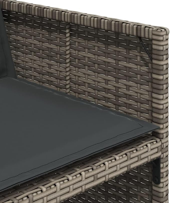 9-Piece Patio Dining Set with Cushions Gray Poly Rattan Outdoor Furniture Set for Garden Backyard Balcony Porch