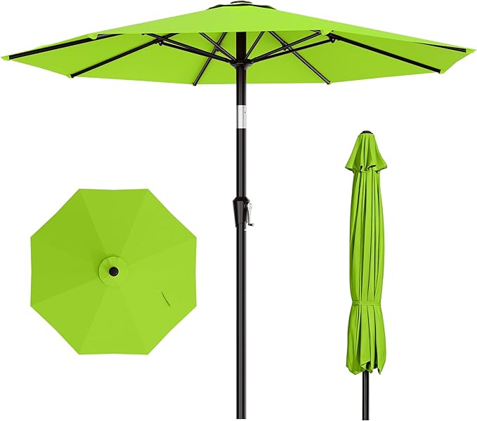 AreShark 10 FT Outdoor Patio Umbrella, Patio Table Umbrella with Push Button Tilt and Crank, Outdoor Patio Umbrellas with 8 Fiberglass Ribs, Patio Umbrellas for Market, Garden, Pool (Apple Green)