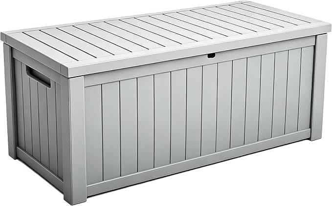 Outdoor Storage Solution with Deck Box Design, Multi-purpose Patio Furniture for Garden Tools, Shoe Storage & Cushions, Strong Storage Bins with Lids Style (lightgray)