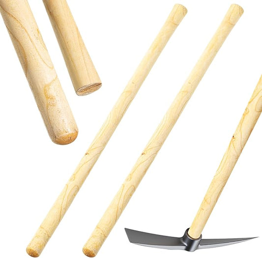 Lasnten 2 Pcs Solid Wood Replacement Handle for Round Eye Hoe 54 Inches/ 137 cm Grub Hoe Handle for Garden Shovel Tool Digging Spading Fork Rake Gardening Weeding, natural