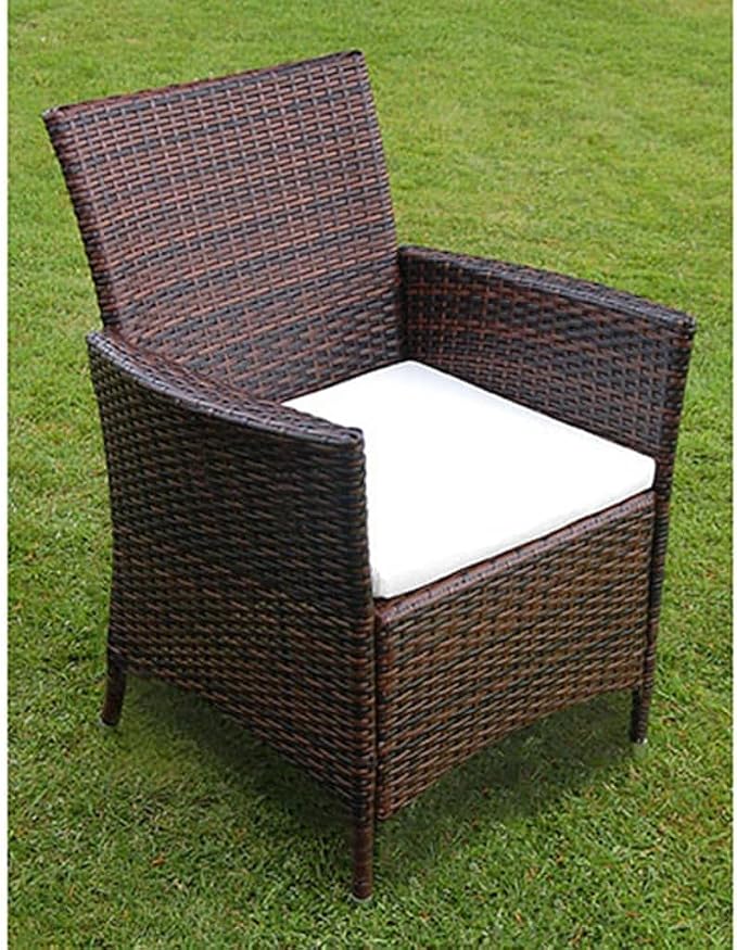9 Piece Patio Dining Set with Cushions Poly Rattan Brown Outdoor Table and 8 Chairs Glass Top Aluminum Frame Weatherproof for Garden Deck Backyard Entertainment