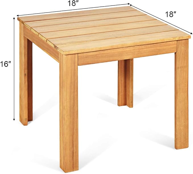 Giantex Outdoor Side Table Set of 2, Acacia Wood Adirondack End Tables W/Oil Finished, 220lbs Weight Capacity, Square for Patio, Backyard, Garden, Poolside & Balcony (2, Natural)