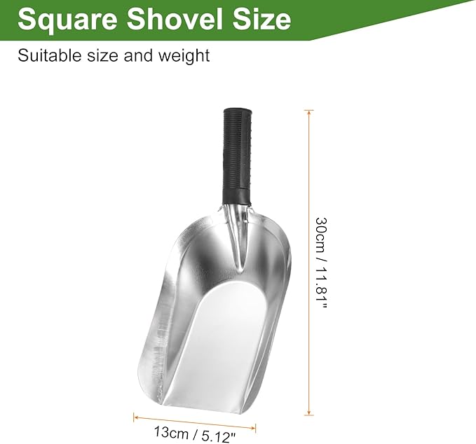 HARFINGTON Garden Hand Shovel 11.8" x 5.1" Stainless Steel Square Shovel Hand Trowel Gardening Tools for Transplanting Weeding Digging Planting