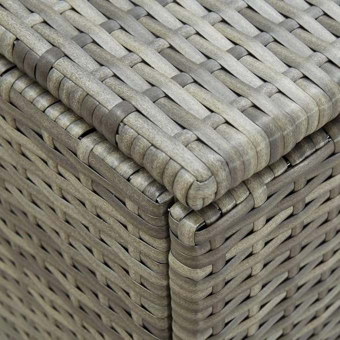 Wicker Outdoor Deck Box, Outdoor Garden Storage Box with Lid, PE Rattan Storage Container for Pillows, Cushions, Gardening Tools, 70.9"x35.4"x27.6" Gray