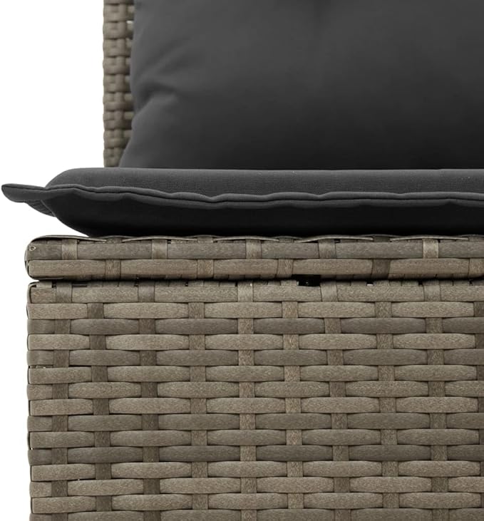 vidaXL Patio Sofa Set with Cushions 4 Piece, Outdoor Conversation Set, Sectional Sofa for Balcony Garden, Patio Furniture, Gray Poly Rattan