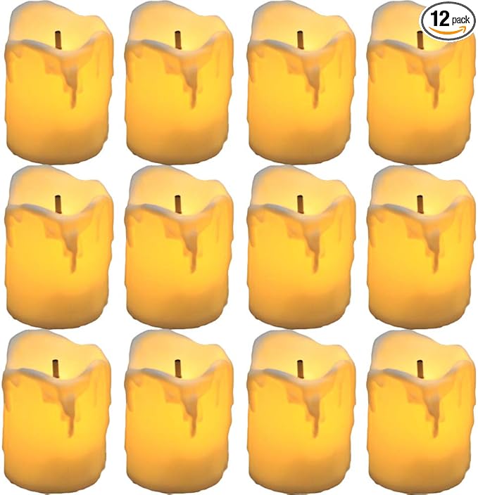 YASENN Led Tea Lights Candles Battery Operated Candle LED Flameless Candle Drips Votive Candle Fake Candles for Halloween Thanksgiving Christmas Decorations(1.5"x2" 12pack)