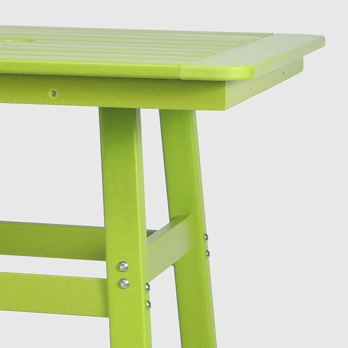 WestinTrends Malibu Square Outdoor Patio Bistro Bar Table with Umbrella Hole 42" Tall, Lime