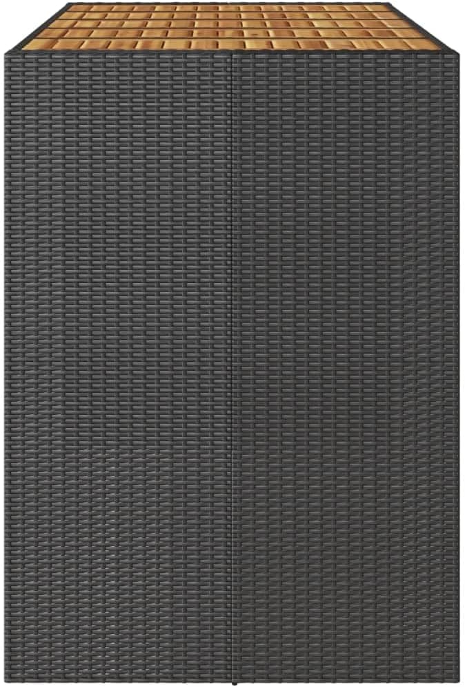 Synthetic Rattan Bar Table Black 72.8 Inch Long Rectangular Outdoor Bar Height Table Weather Resistant for Patio Garden Poolside