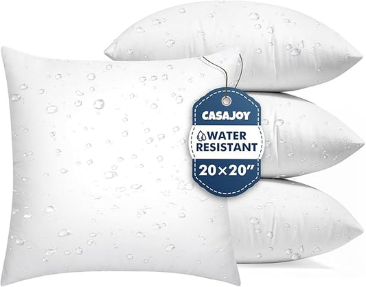 Pack of 4 20x20 Outdoor Pillows, Water Resistant Throw Pillow Inserts, Cushion Inner Pads for Patio, Sofa, Waterproof Pillow Insert