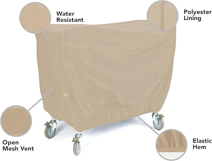 Covermates Classic Outdoor Serving Cart Cover – Lightweight All-Weather Patio Furniture Protector with Mesh Vent, Water-Resistant Vinyl, Elastic Hem & Durable Straps, 50W x 30D x 34H, Classic Tan